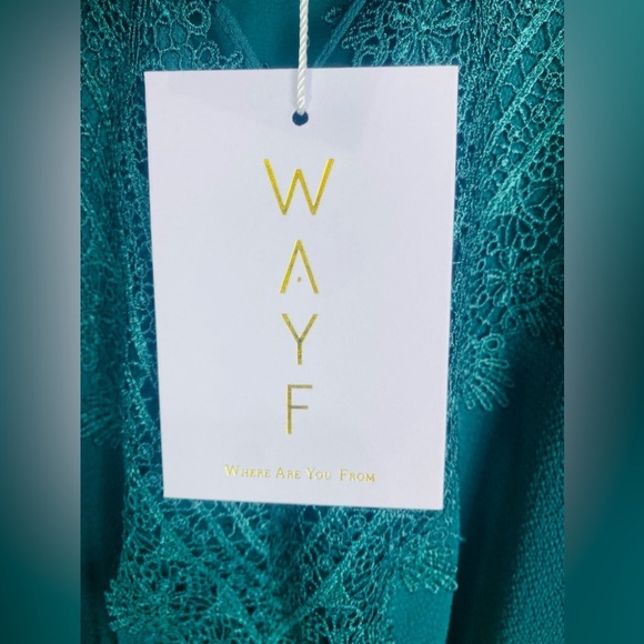 Nordstrom WAYF GREEN BUG Maxi Lace Boho Prom Formal Dress Size Small NWT. - Picture 7 of 11